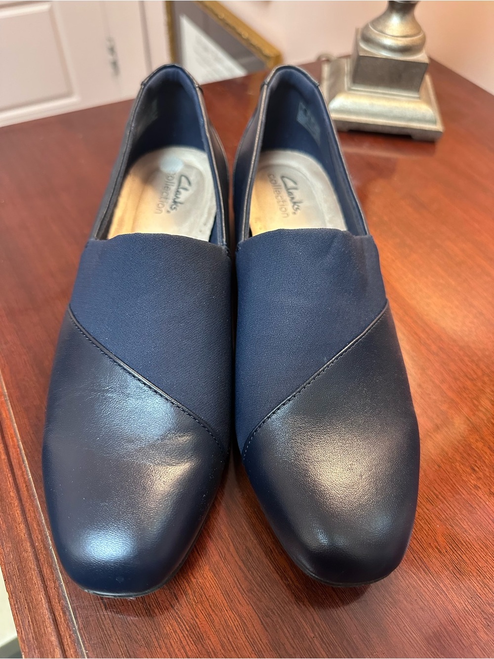 Clarks women’s Navy Slip-On Loafers - Picture 3 of 5